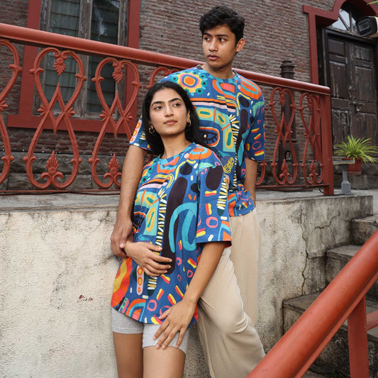 Oversized Unisex Art Tee - Electric