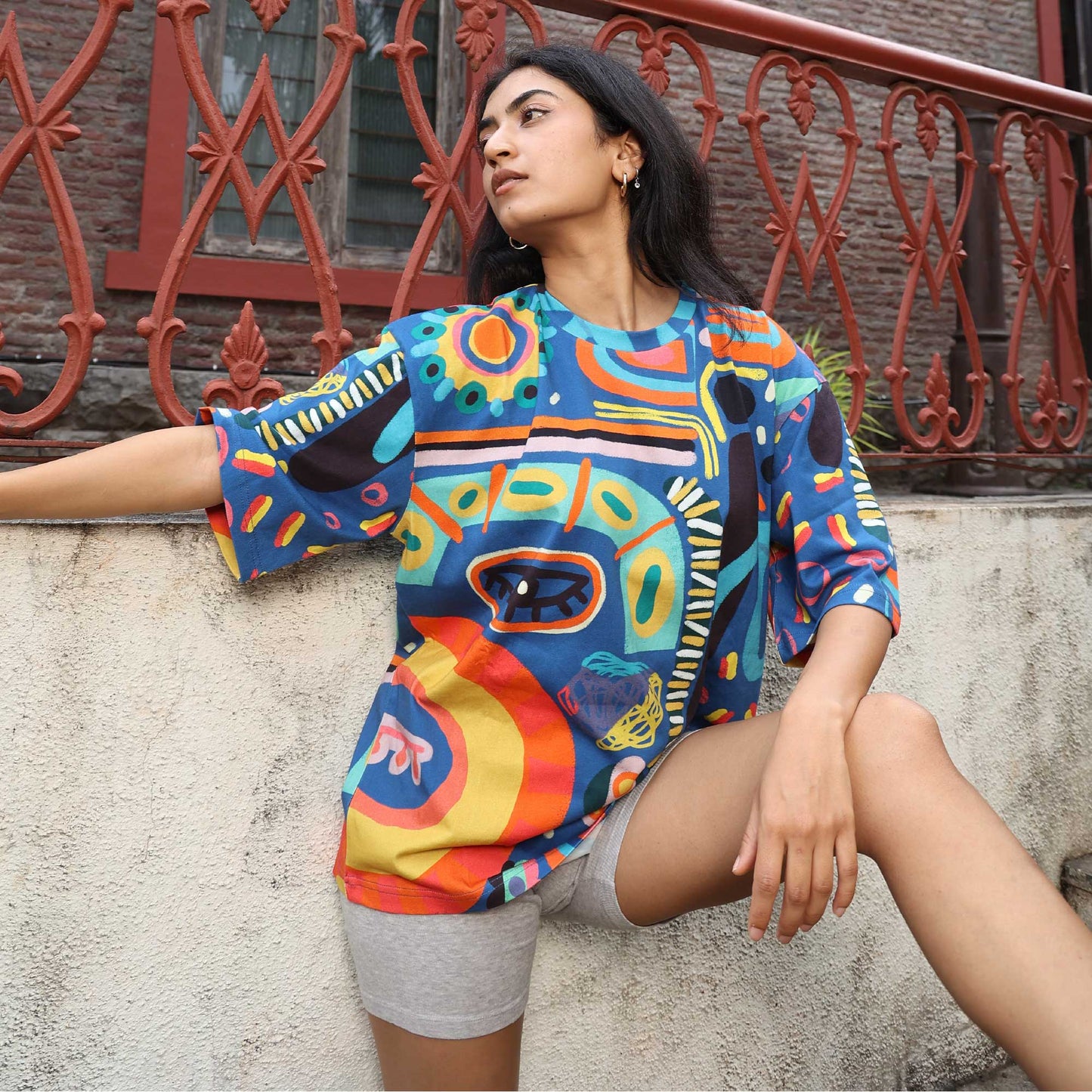 Oversized Unisex Art Tee - Electric
