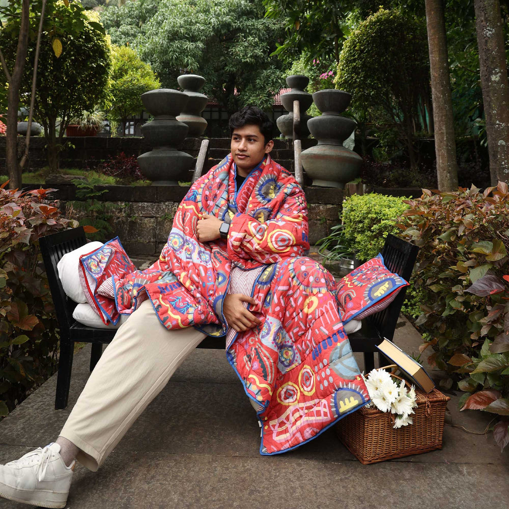 Double Bed Quilt - Red Lush