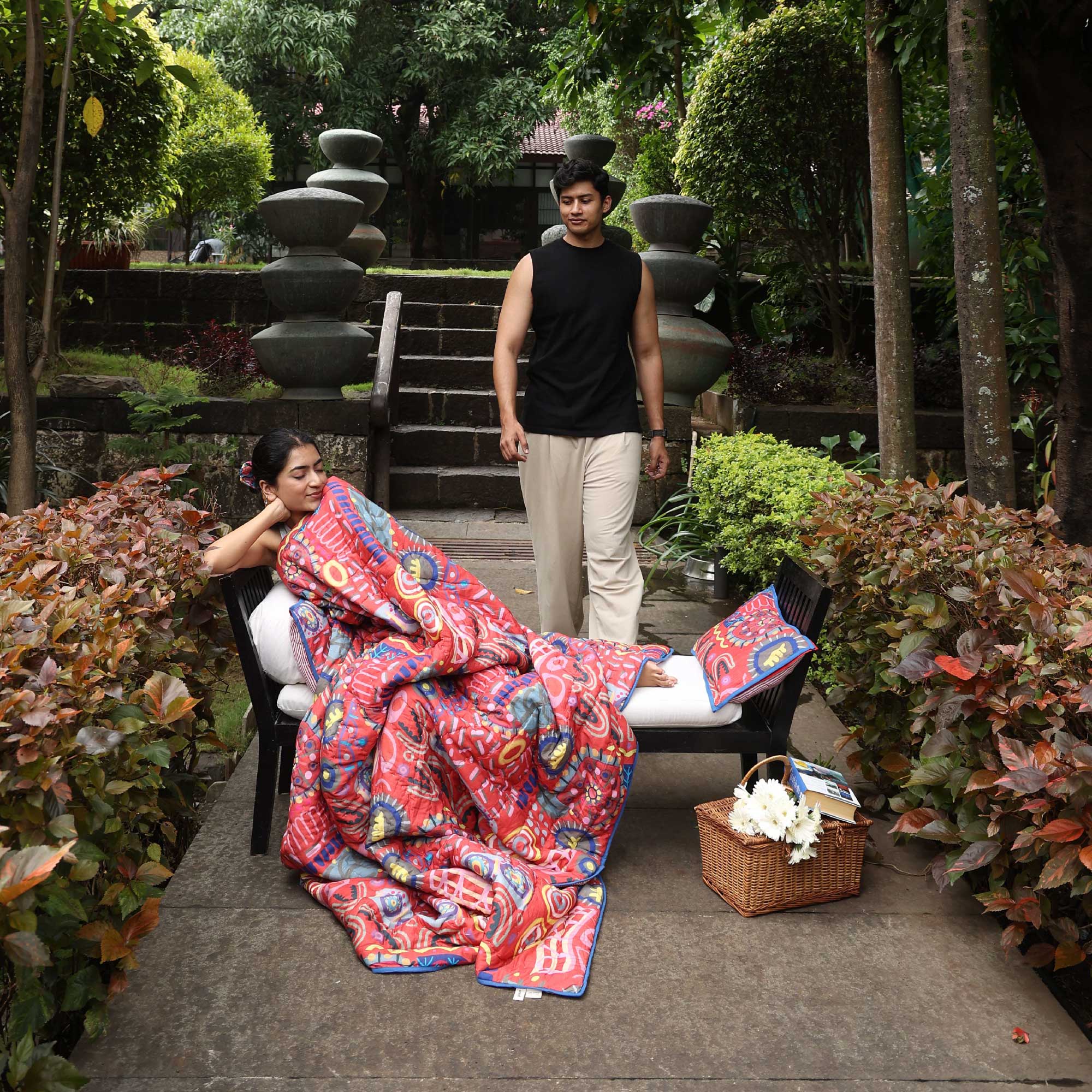 Double Bed Quilt - Red Lush